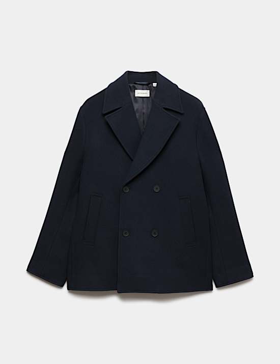 Wool Blend Melton Pea Coat