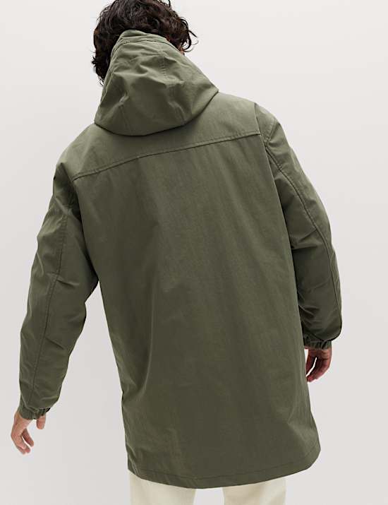 2 in 1 Cotton Rich Washed Hooded Parka Jacket