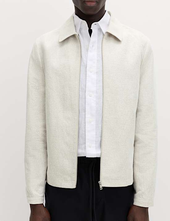 Chaqueta Harrington ligera con mezcla de lino