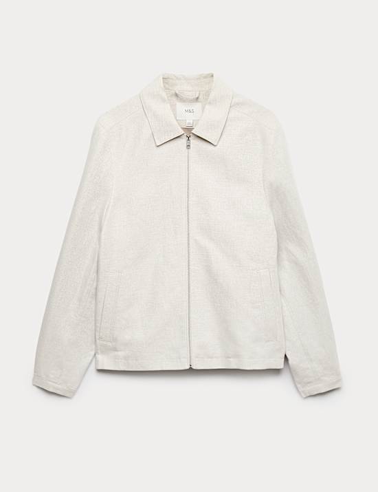 Chaqueta Harrington ligera con mezcla de lino