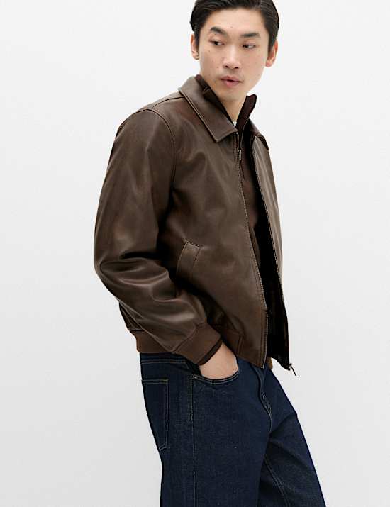 Faux Leather Harrington Jacket