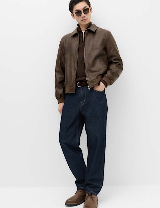 Faux Leather Harrington Jacket