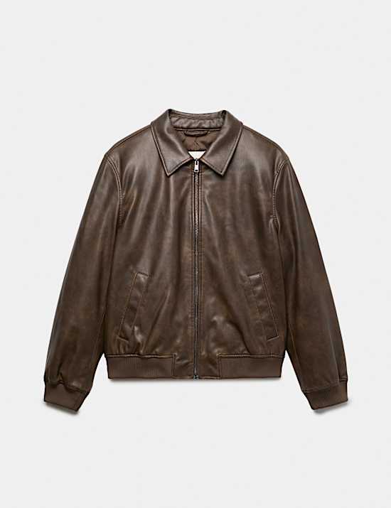 Faux Leather Harrington Jacket