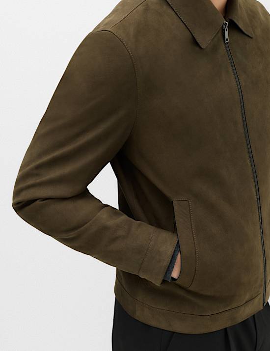 Chaqueta Harrington de piel