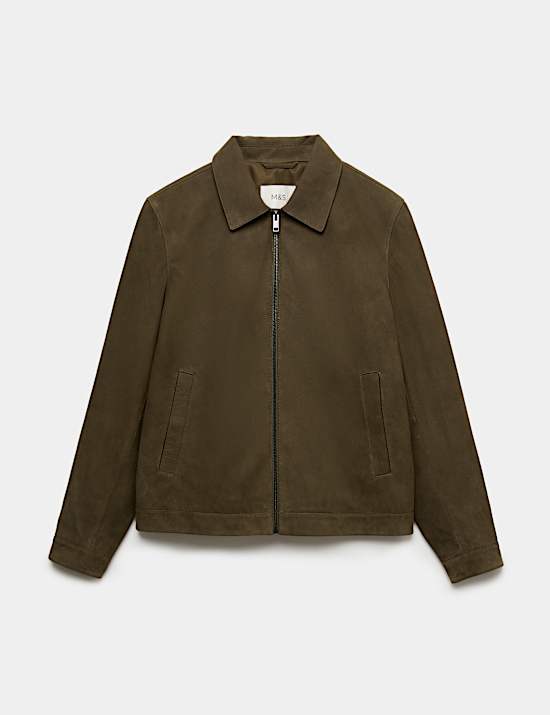 Chaqueta Harrington de piel