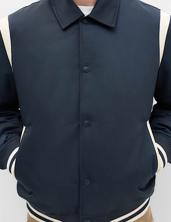 Satin Padded Varsity Bomber Jacket