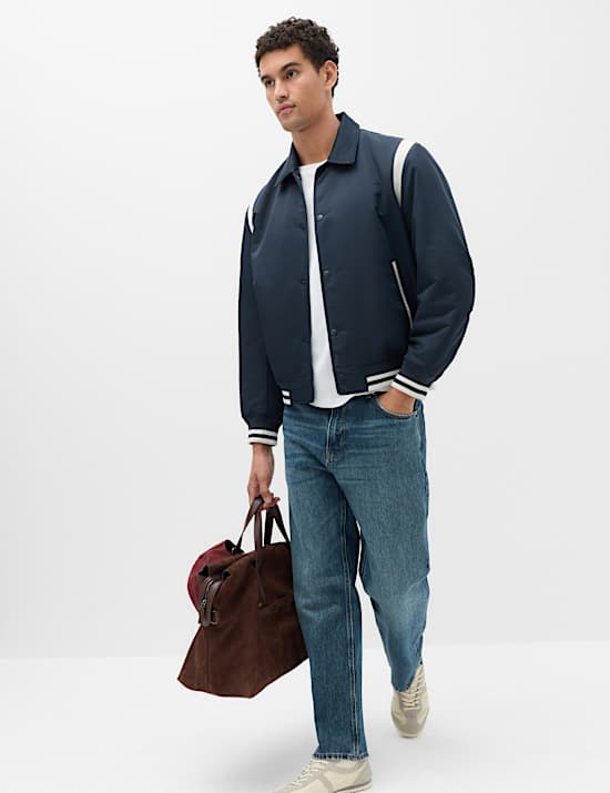 Satin Padded Varsity Bomber Jacket