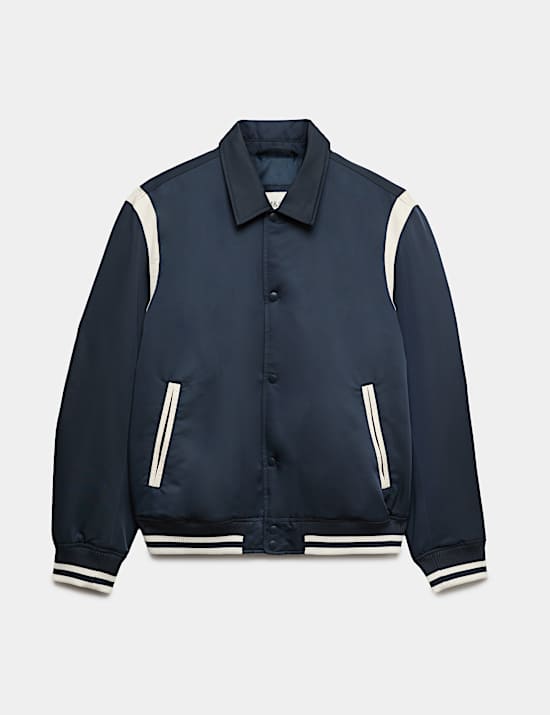 Satin Padded Varsity Bomber Jacket