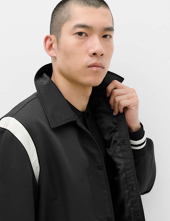Satin Padded Varsity Bomber Jacket