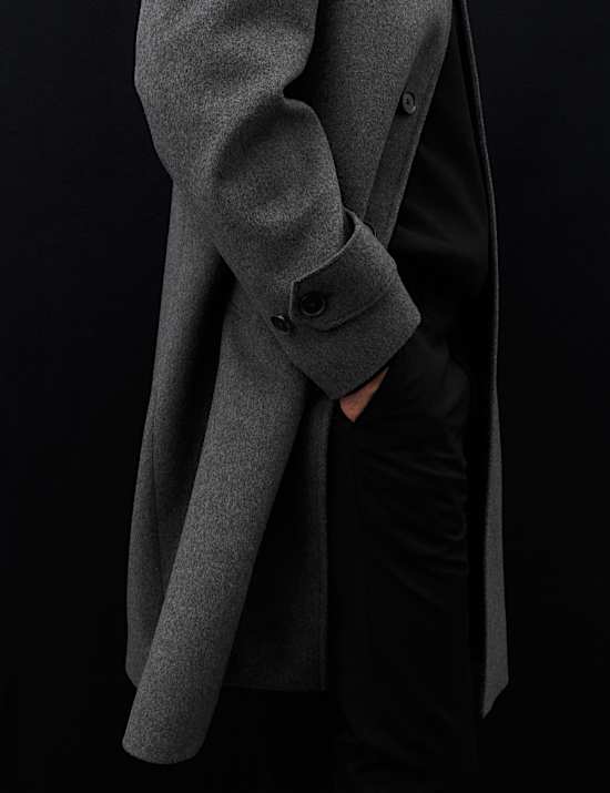 Wool Blend Contrast Collar Car Coat