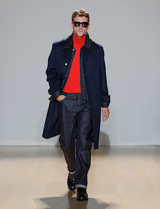 Wool Blend Contrast Collar Car Coat