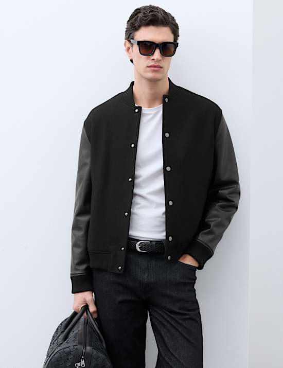Wool Blend Bomber Jacket