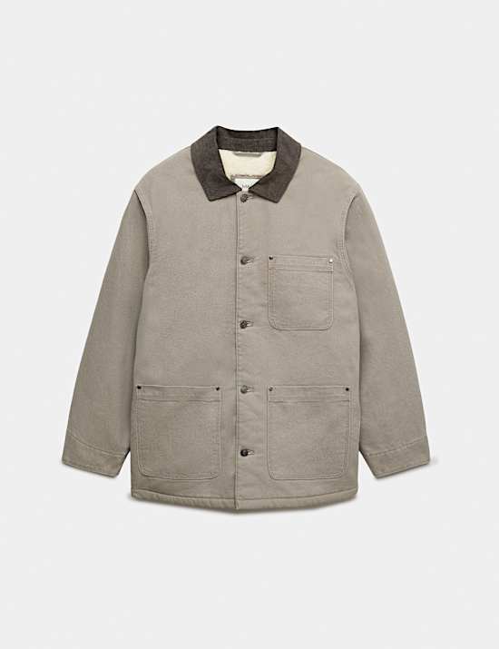 Pure Cotton Barn Jacket With Borg Lining
