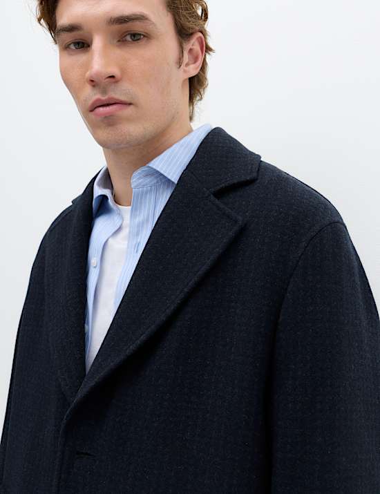 Relaxed Fit Wool Blend Revere Overcoat