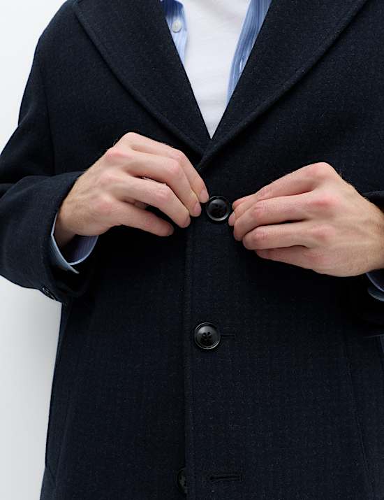 Relaxed Fit Wool Blend Revere Overcoat
