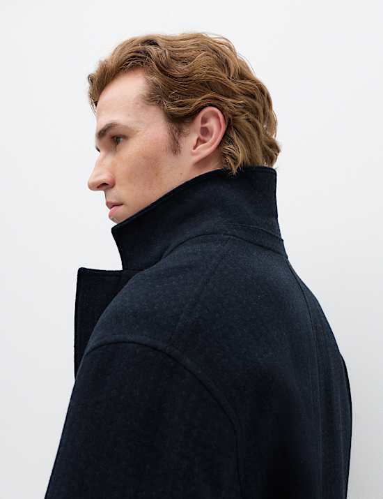 Relaxed Fit Wool Blend Revere Overcoat