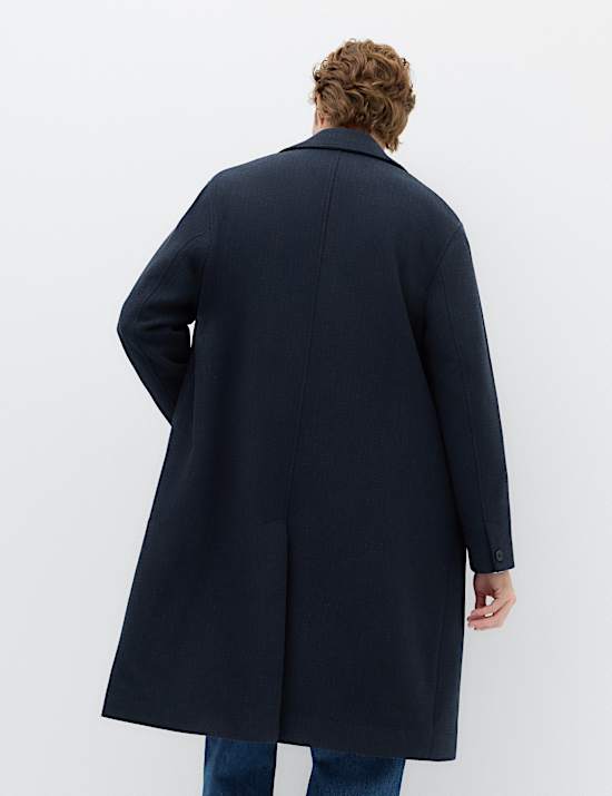 Relaxed Fit Wool Blend Revere Overcoat