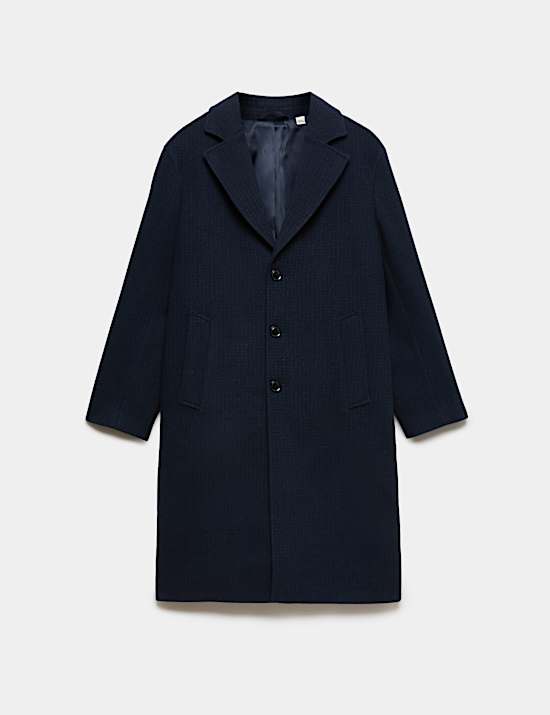 Relaxed Fit Wool Blend Revere Overcoat