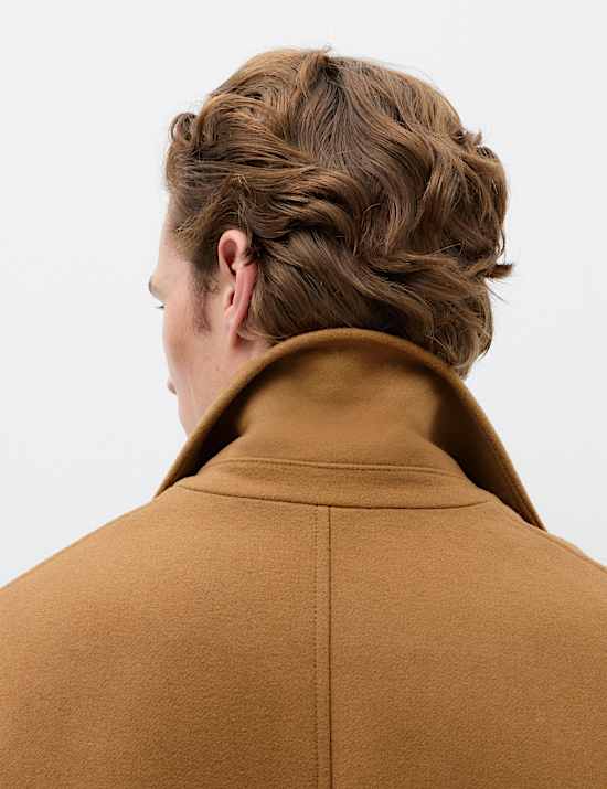Relaxed Fit Wool Blend Revere Overcoat