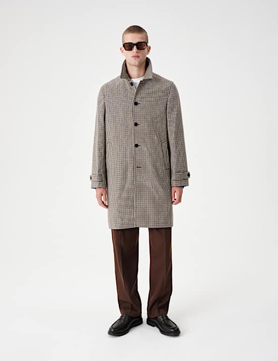 Wool Blend Textured Padded Long Coat