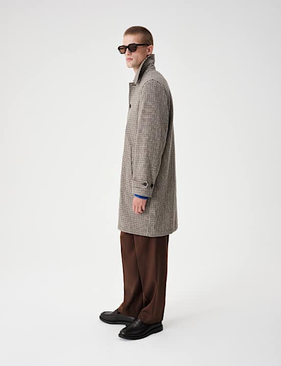 Wool Blend Textured Padded Long Coat