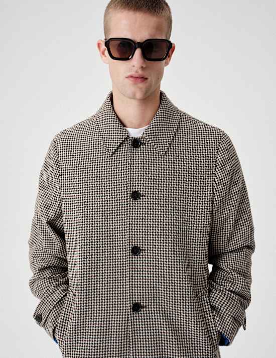 Wool Blend Textured Padded Long Coat