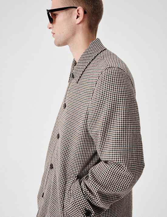 Wool Blend Textured Padded Long Coat