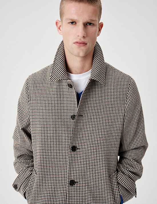 Wool Blend Textured Padded Long Coat
