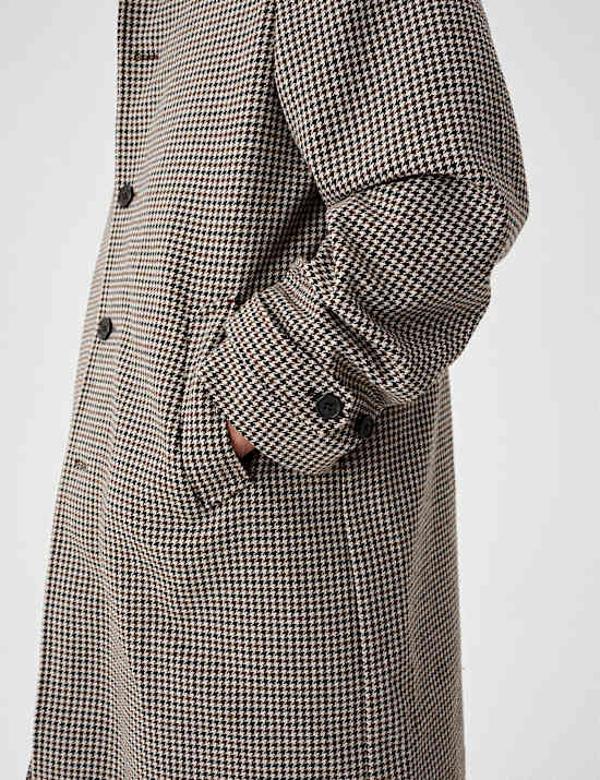 Wool Blend Textured Padded Long Coat
