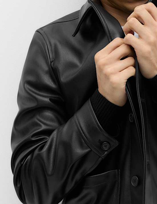 Faux Leather Chore Jacket