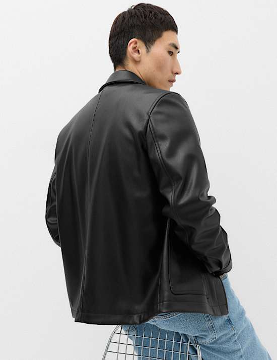 Faux Leather Chore Jacket