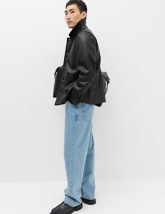 Faux Leather Chore Jacket