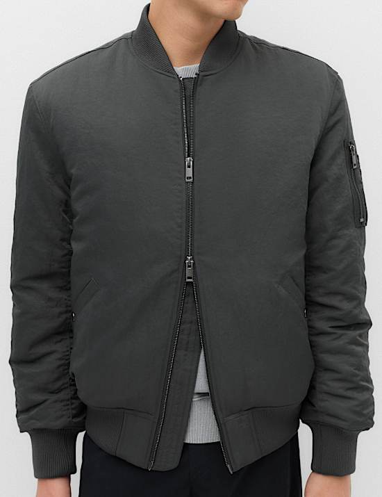 Textured Padded Bomber Jacket