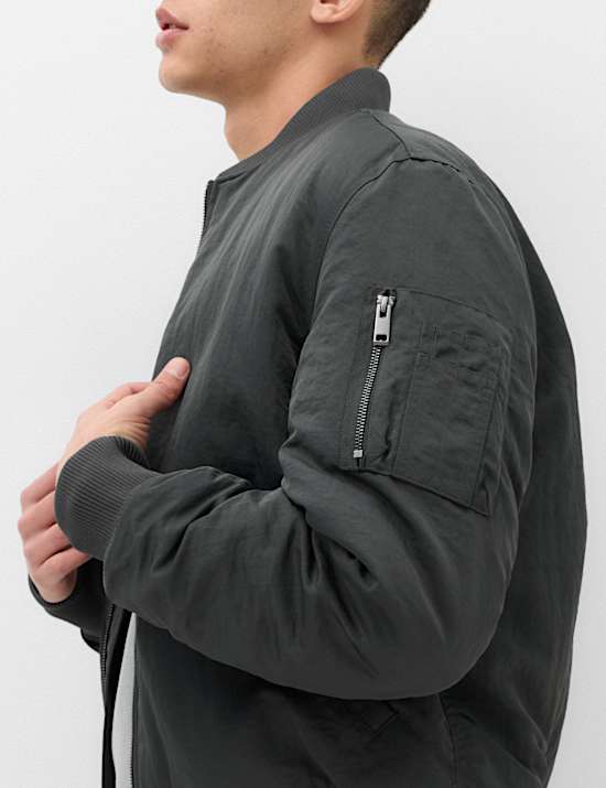 Textured Padded Bomber Jacket