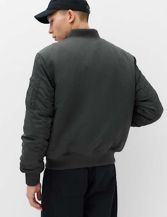Textured Padded Bomber Jacket