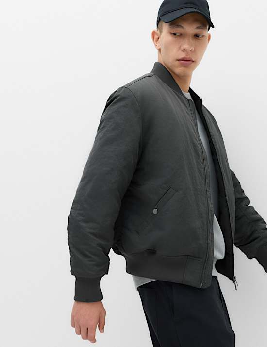 Textured Padded Bomber Jacket
