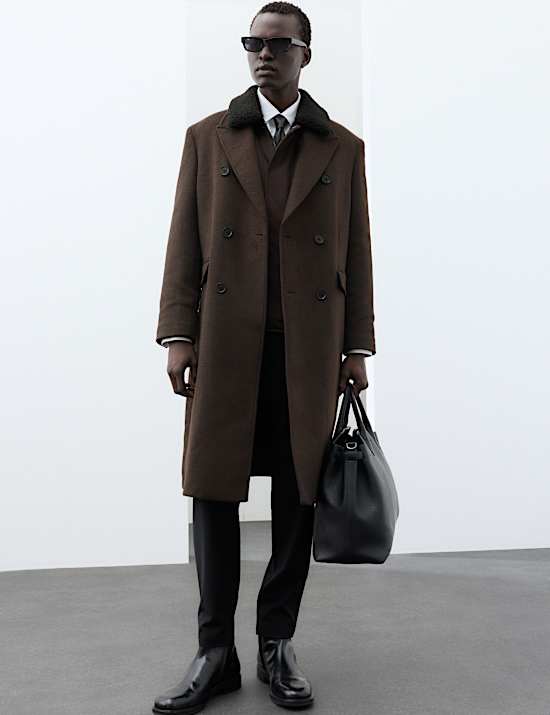 Wool Blend Double Breasted Overcoat