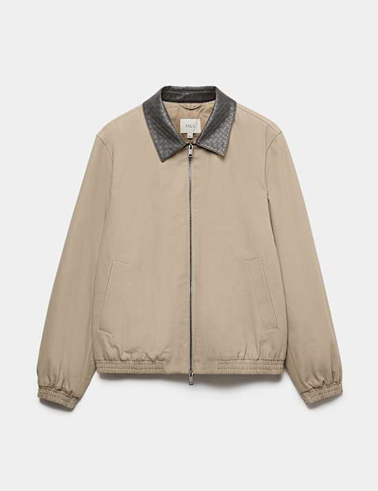 Pure Cotton Contrast Collar Harrington Jacket