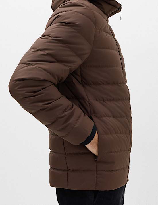 Feather and Down Hooded Puffer Jacket