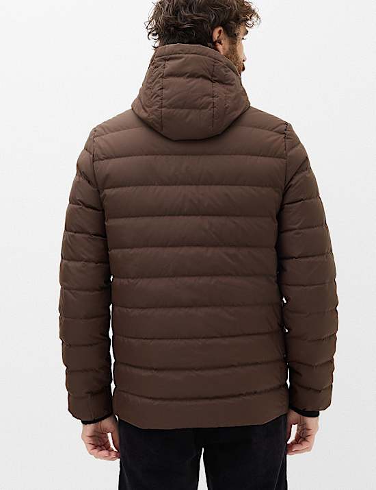 Feather and Down Hooded Puffer Jacket
