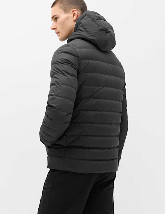 Feather and Down Hooded Puffer Jacket