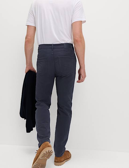 Pantalon 5 poches coupe droite en tissu Moleskin d’origine italienne