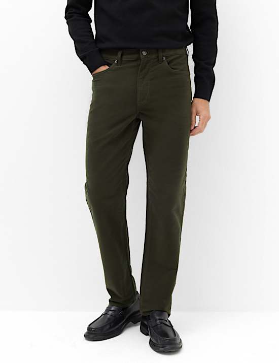 Straight Fit Italian Moleskin 5 Pocket Trousers