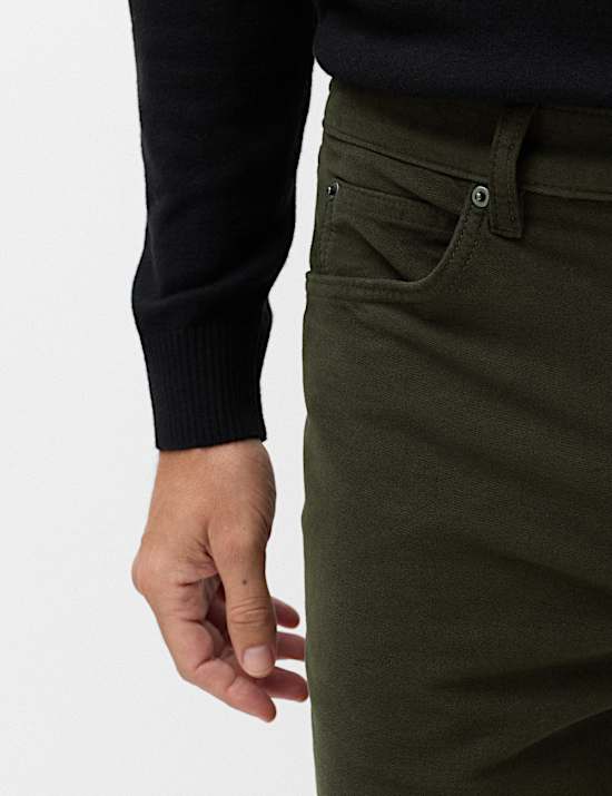 Straight Fit Italian Moleskin 5 Pocket Trousers