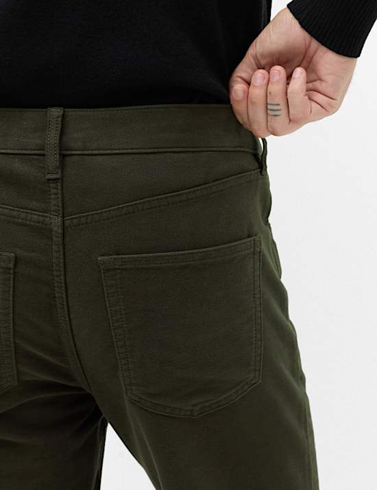 Straight Fit Italian Moleskin 5 Pocket Trousers