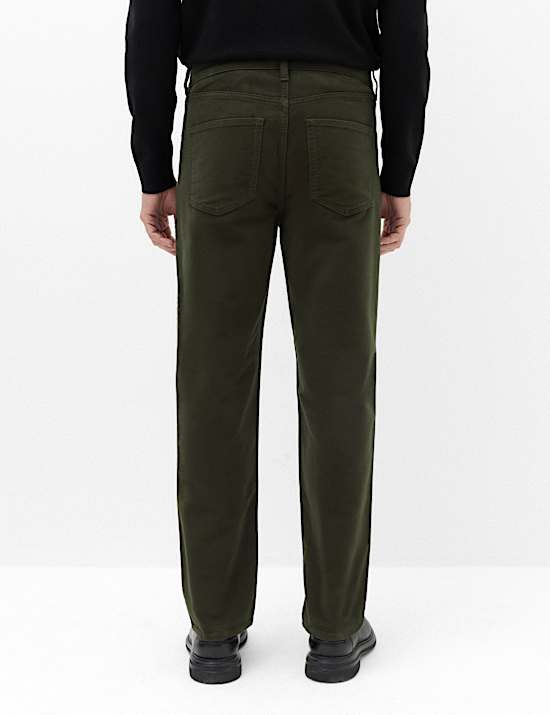 Straight Fit Italian Moleskin 5 Pocket Trousers