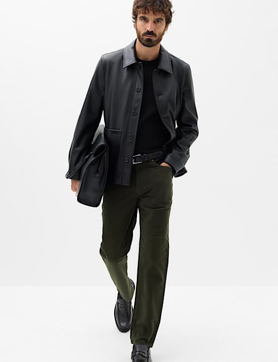 Straight Fit Italian Moleskin 5 Pocket Trousers