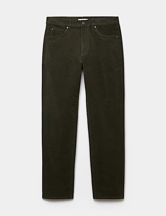 Straight Fit Italian Moleskin 5 Pocket Trousers