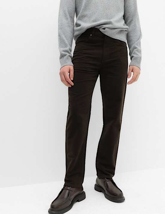 Pantalon 5 poches coupe droite en tissu Moleskin d&rsquo;origine italienne