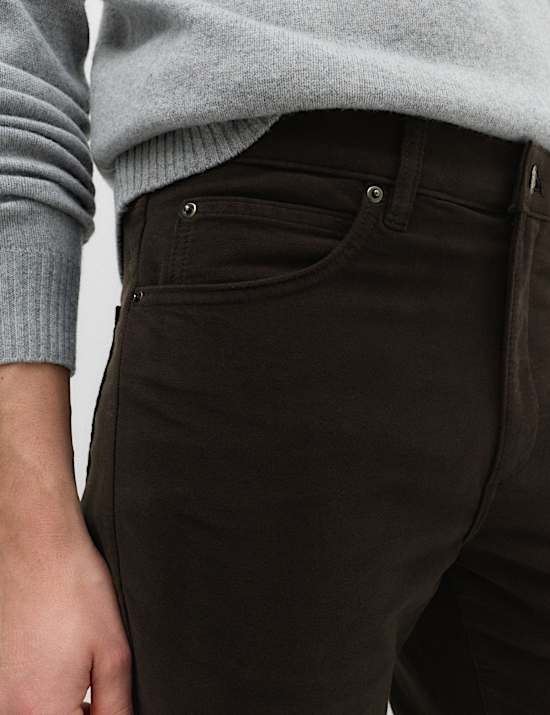 Pantalon 5 poches coupe droite en tissu Moleskin d&rsquo;origine italienne